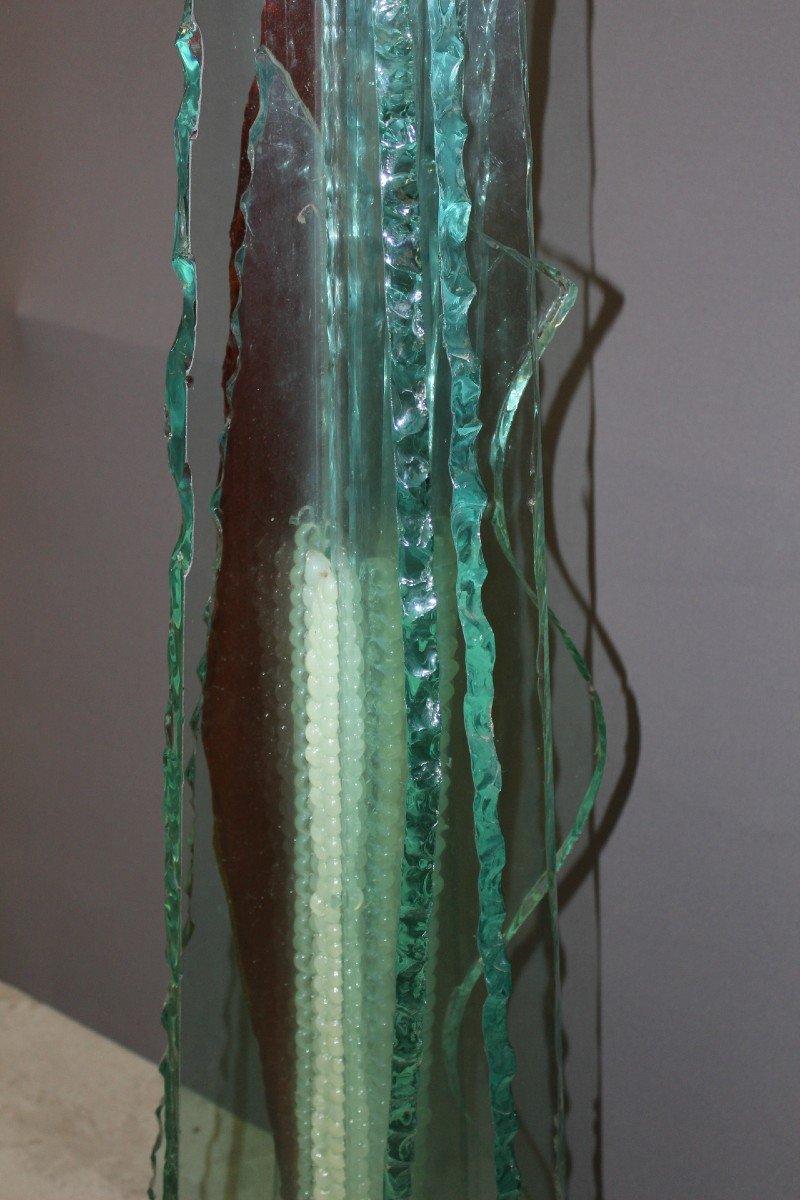 Importante Sculpture En Verre Par Thibault d'Aucuns XX-photo-3