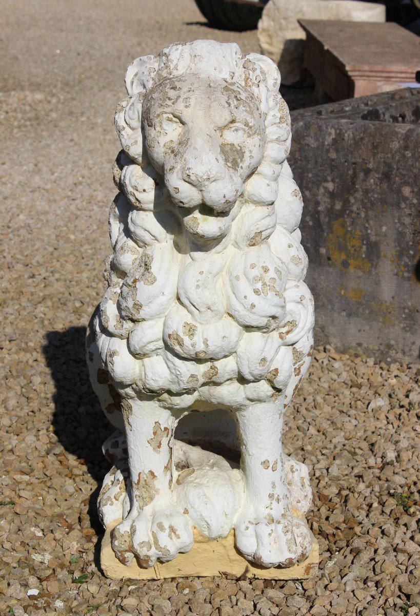 Pair Of Cement Lions XX-photo-2