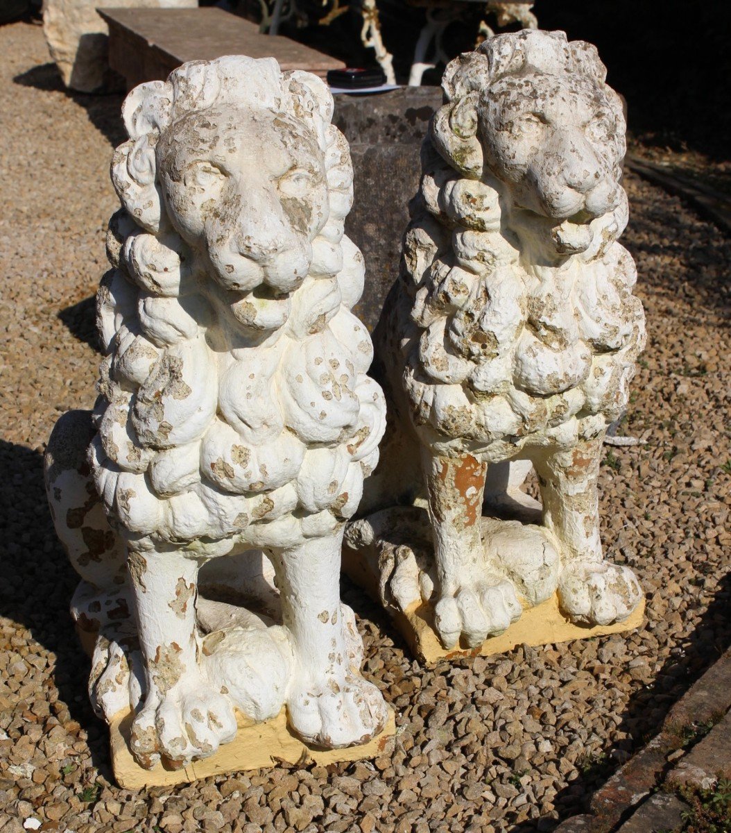 Pair Of Cement Lions XX