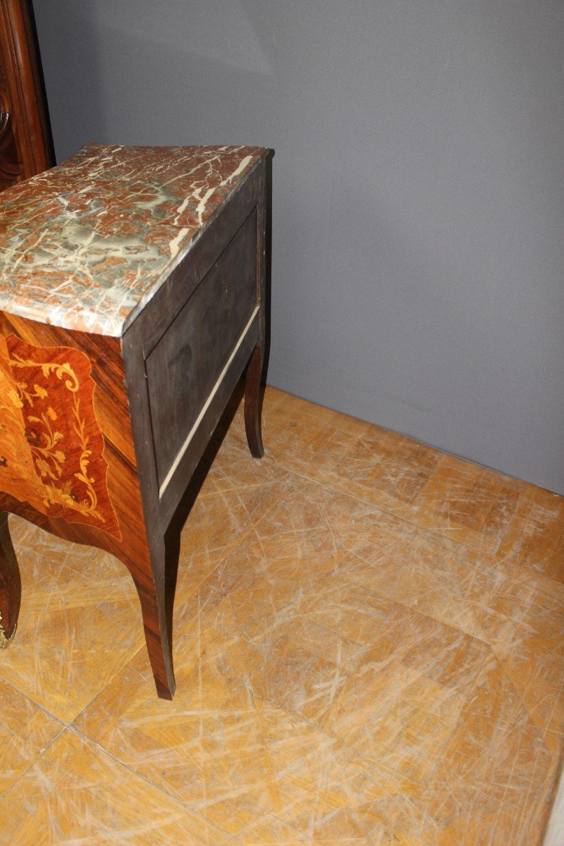 Louis XV Style Marquetry Commode Secretary End Of 19th Century-photo-3