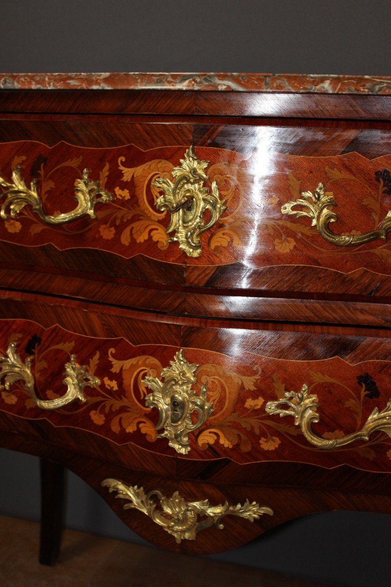 Louis XV Style Marquetry Commode Secretary End Of 19th Century-photo-5