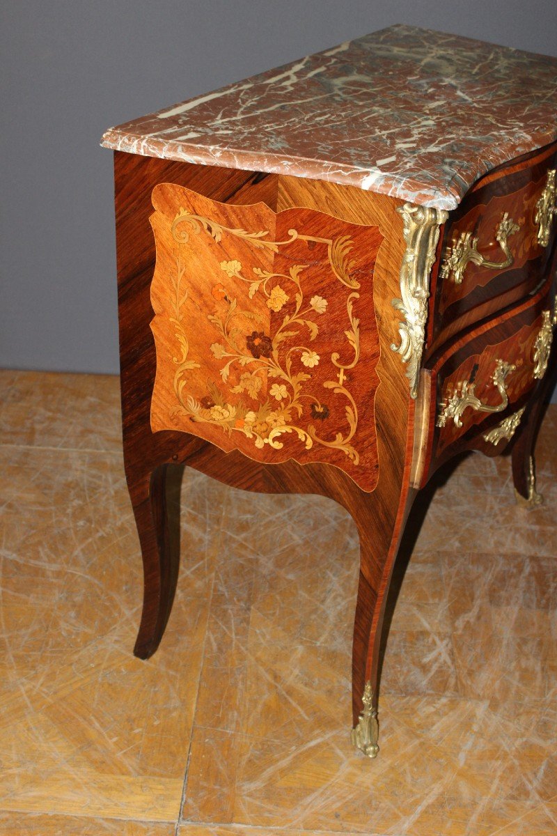 Louis XV Style Marquetry Commode Secretary End Of 19th Century-photo-6