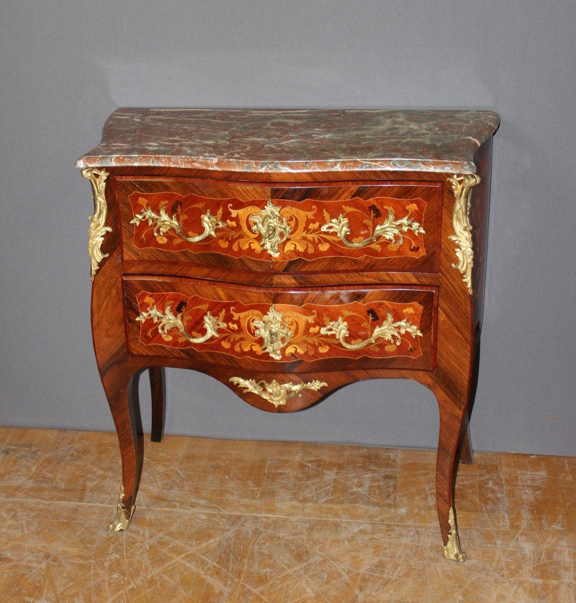 Louis XV Style Marquetry Commode Secretary End Of 19th Century-photo-7