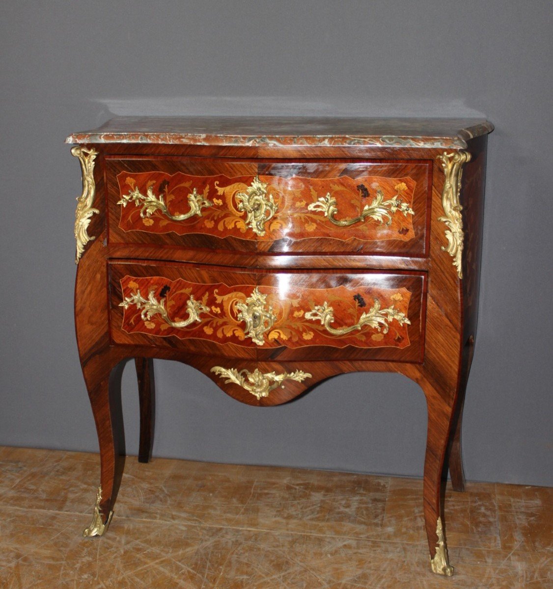 Louis XV Style Marquetry Commode Secretary End Of 19th Century-photo-8