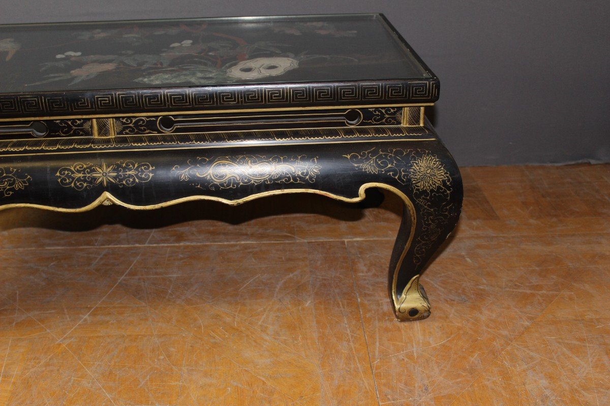 Table Basse Chinoise En Laque Noire Et Or XX-photo-2