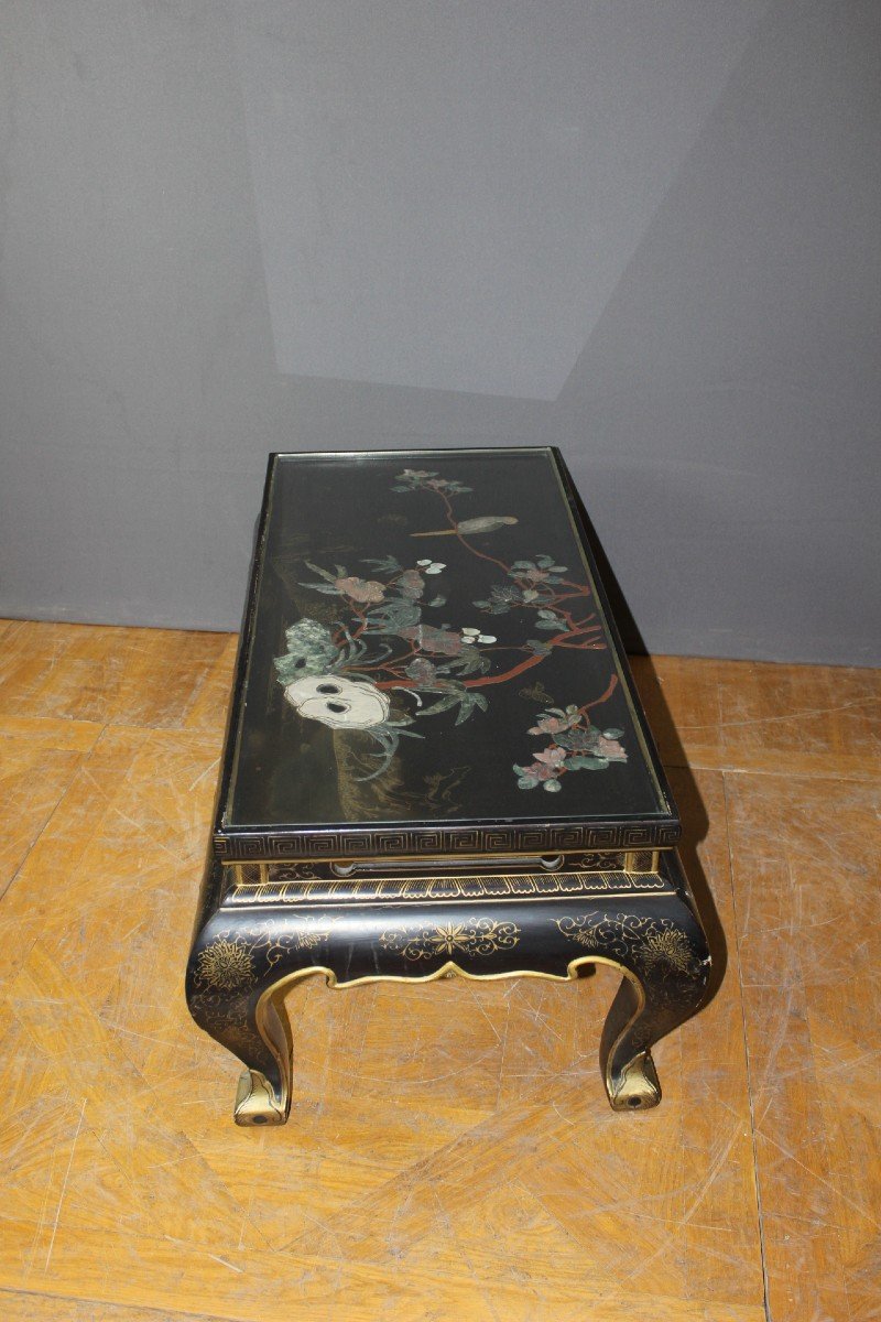 Table Basse Chinoise En Laque Noire Et Or XX-photo-4