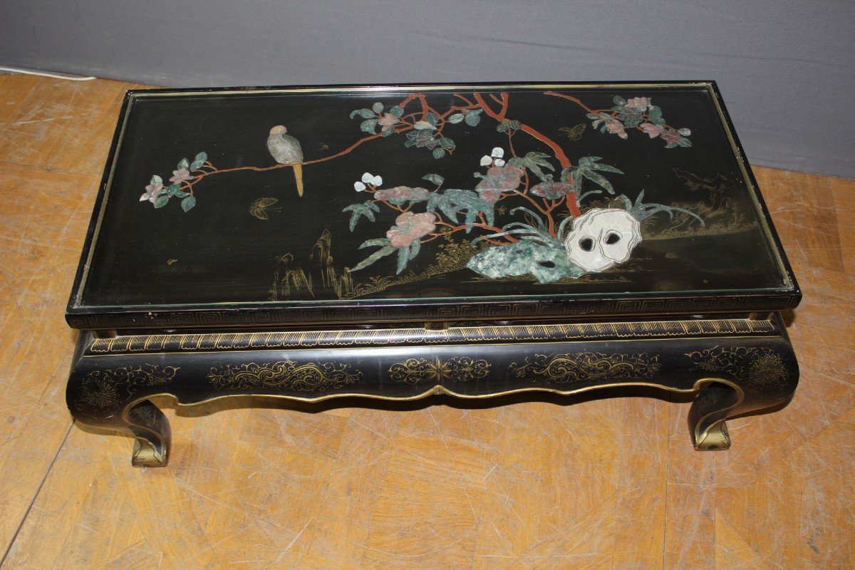 Table Basse Chinoise En Laque Noire Et Or XX-photo-6