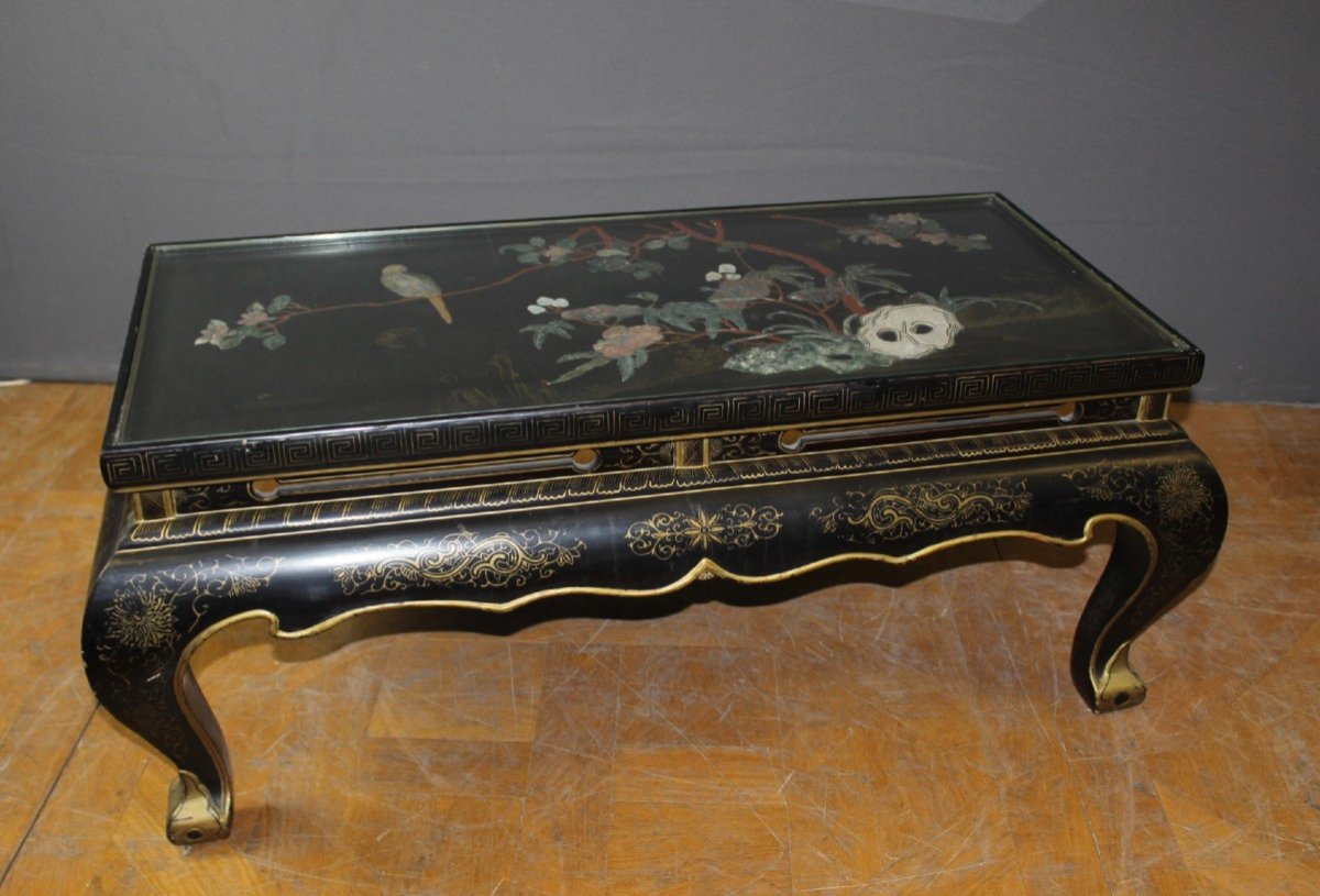 Table Basse Chinoise En Laque Noire Et Or XX