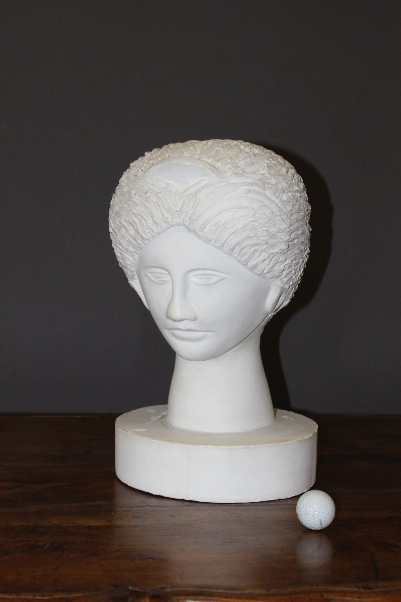 Plaster Head Of Diana, Original Sculpture Circa 1950-photo-4