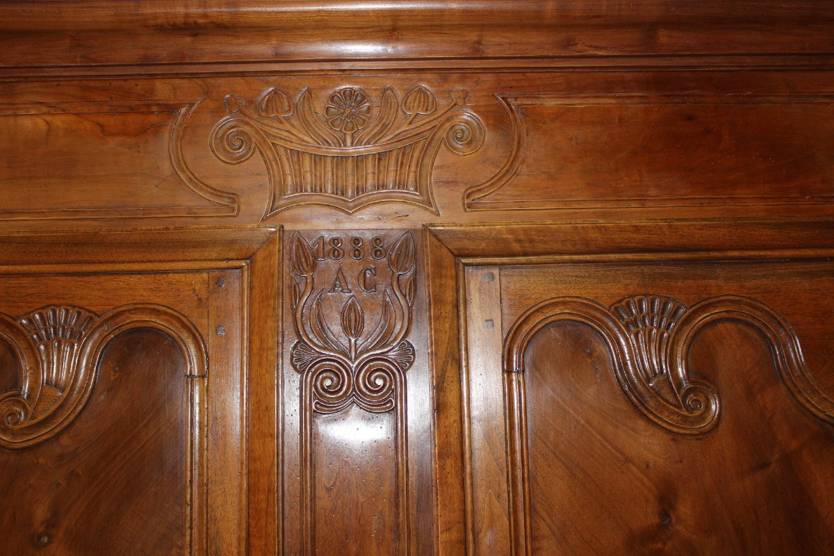 Armoire Bressane En Noyer Datée 1888-photo-2