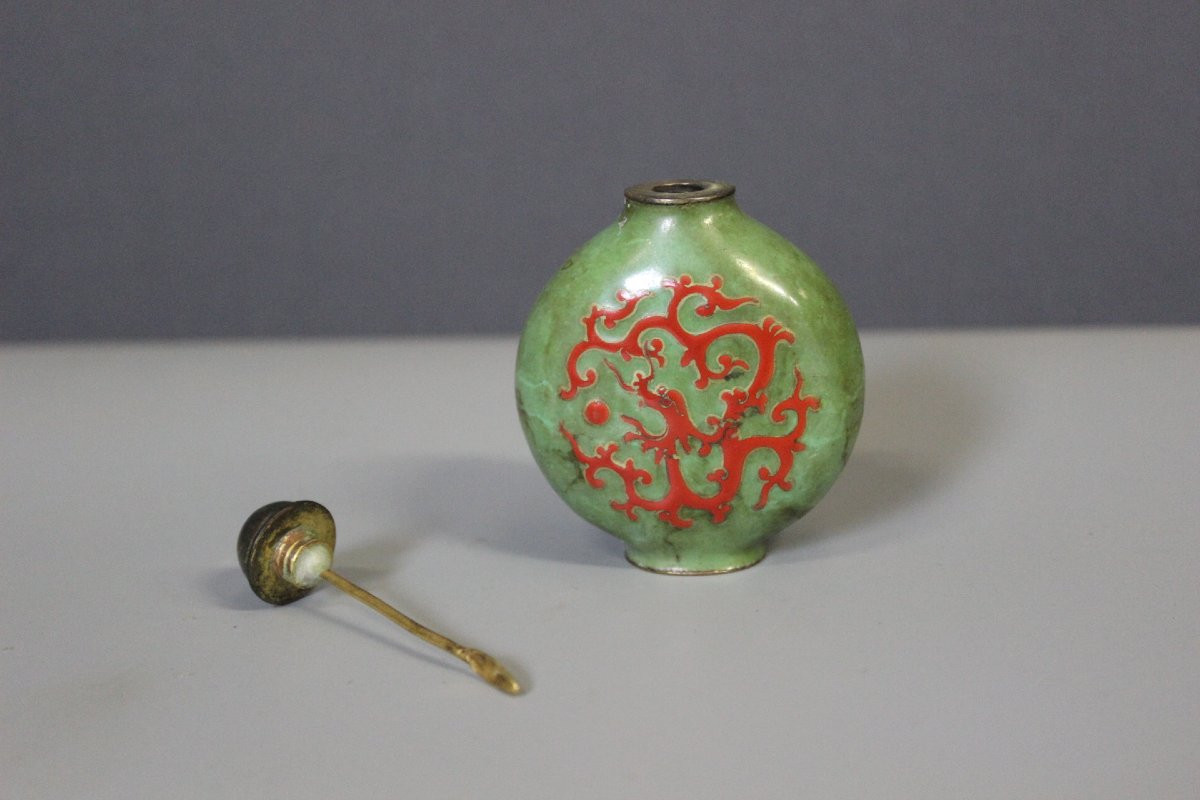 Tabatière émaillée Au Corail Rouge , Chine , Début XX-photo-2