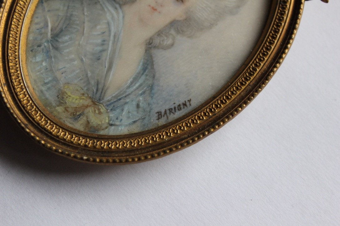 Miniature On Ivory Portrait Of Madame Necker End XIX-photo-4