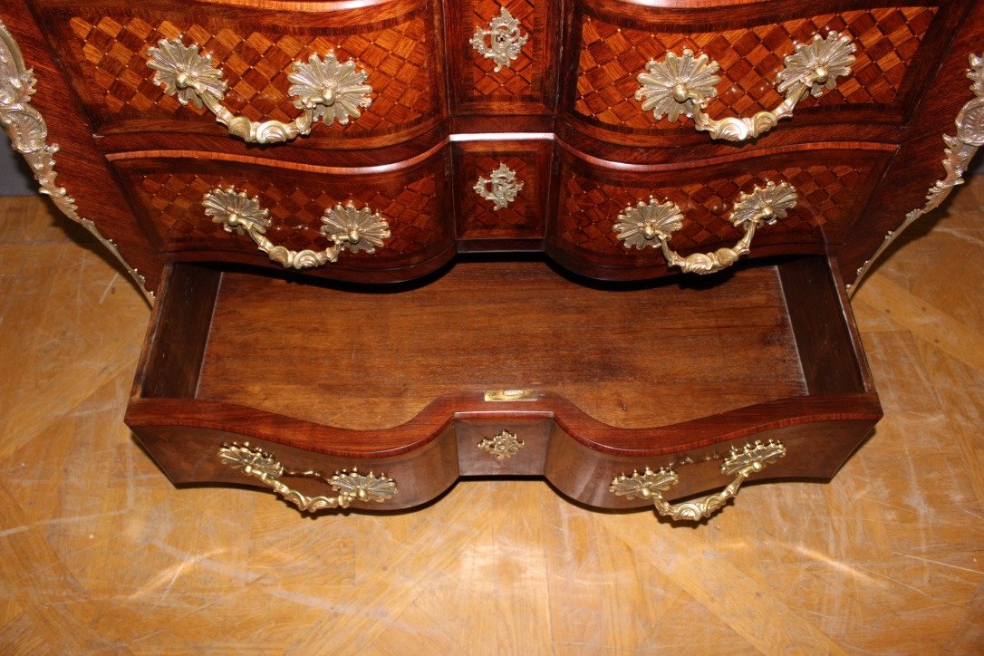 Louis XIV Crossbow Commode In Cube Marquetry-photo-4