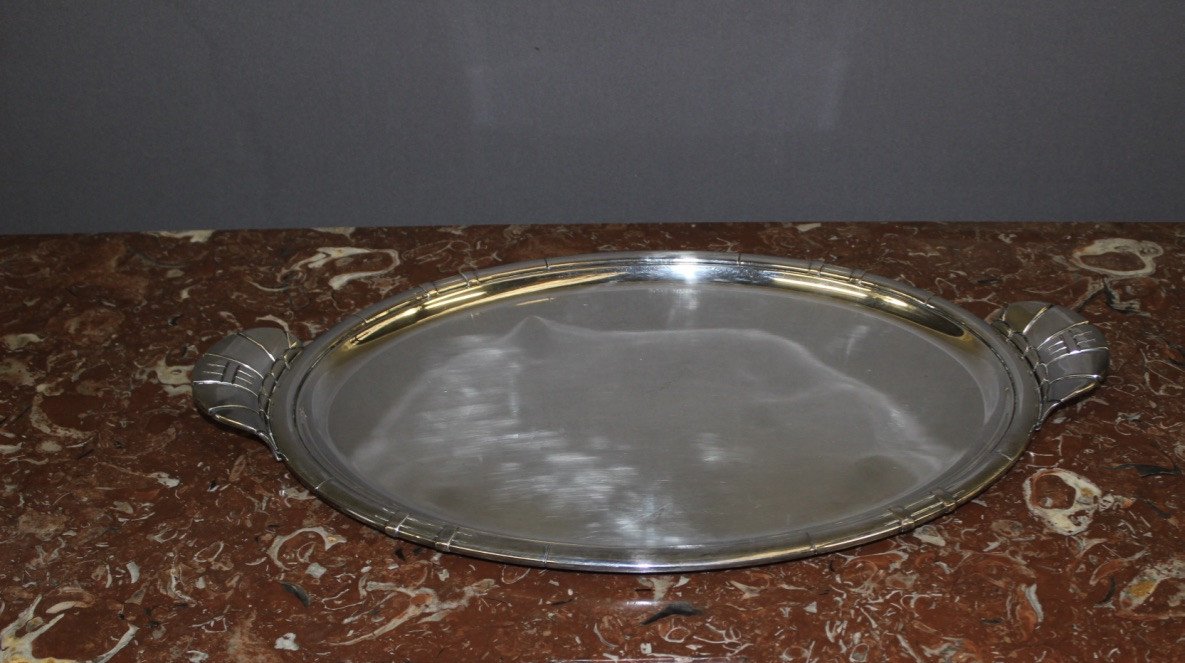 Art Deco Period Silver Metal Tray-photo-2