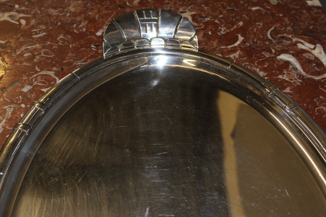 Art Deco Period Silver Metal Tray-photo-4