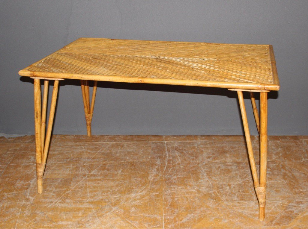 Rattan Table Around 1950