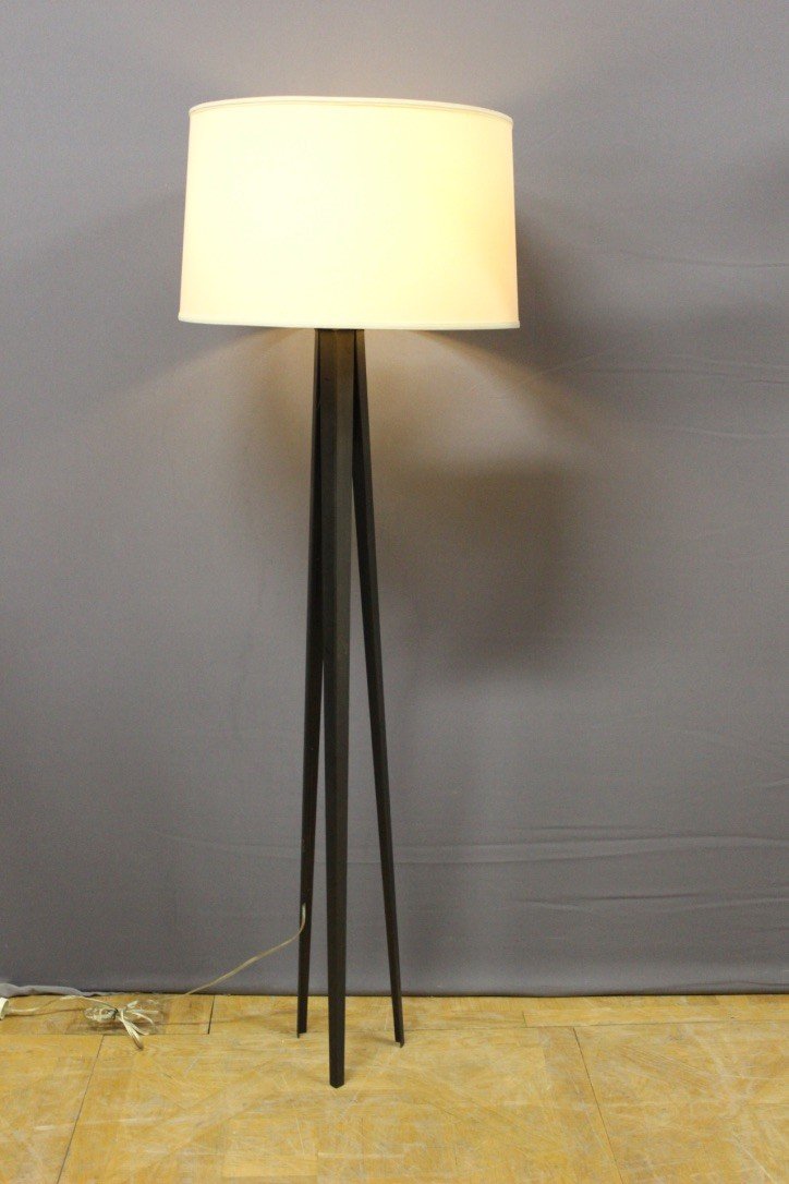 Floor Lamp In Black Lacquered Steel Circa 1980-photo-2