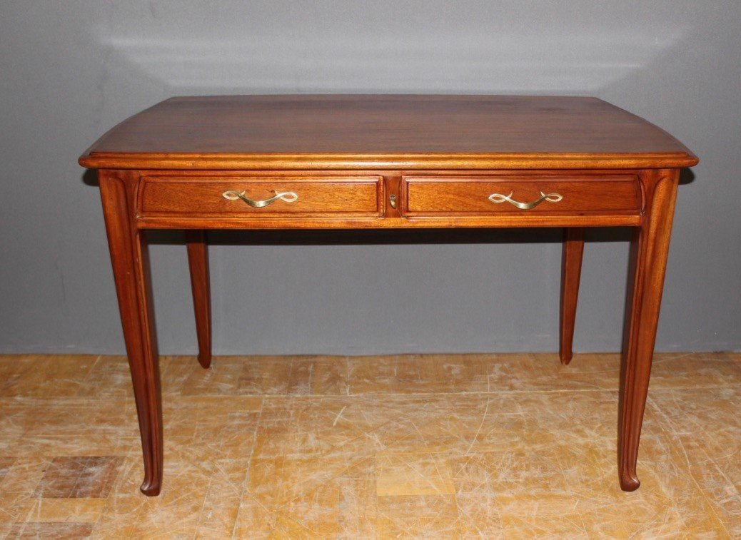 Bureau Plat Art Nouveau En Acajou 