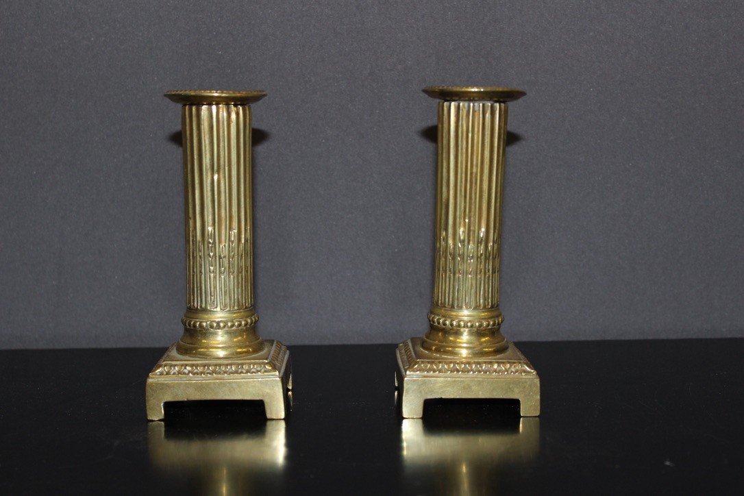 Pair Of Louis XVI Candlesticks In Gilt Bronze XVIII