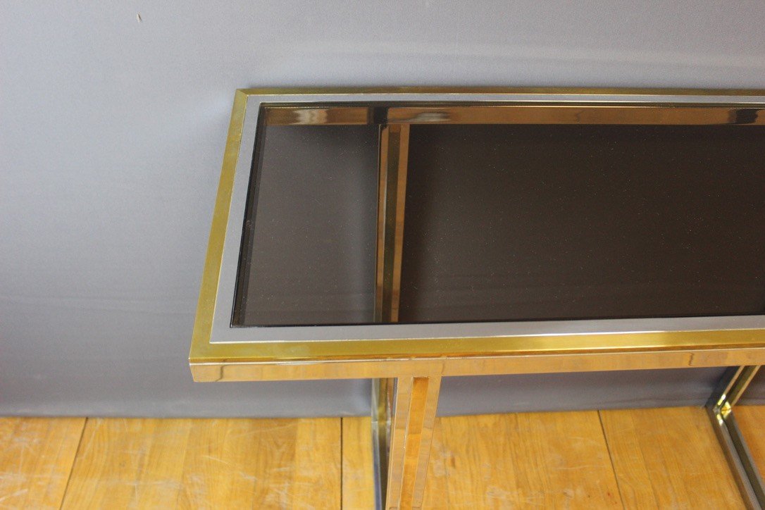 Chrome And Golden Console By Roméo Rega Circa 1970-photo-5