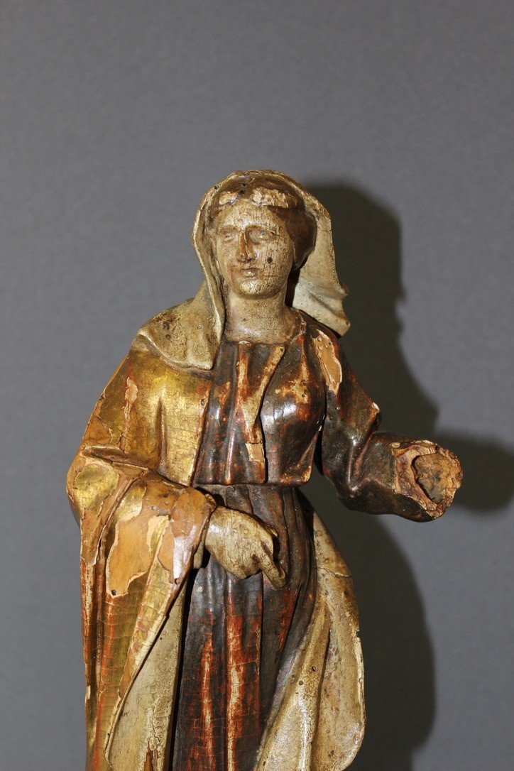 Sculpture Of A Saint In Polychromed And Gilded Wood XVIII-photo-4