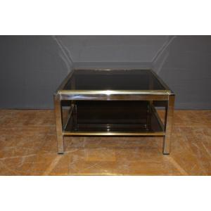 Table Basse Carré Par Willy Rizzo Vers 1970