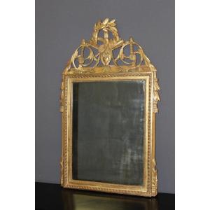 Miroir d'époque Louis XVI En Bois Doré Fin XVIII