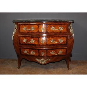 Louis XV Style Commode In Marquetry 