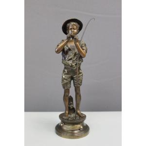 Bronze Par Lavergne Représentant Un Pêcheur vers 1900