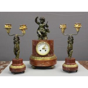 Terminal Clock Topped With A Putti Around 1880