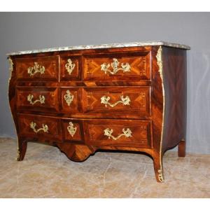 Louis XV Commode In Marquetry XVIII Century 