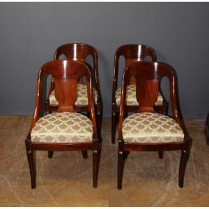 Set Of Four 19th Century Mahogany Gondola Chairs 