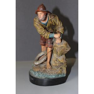 Terracotta Depicting A Breton Fisherman Circa 1900