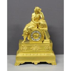 Restoration Clock In Gilt Bronze, Allegory Of Astronomy, Early 19th Century