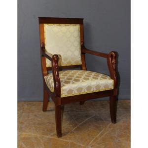 Empire Swan Neck Armchair In Mahogany, Early 19th Century 