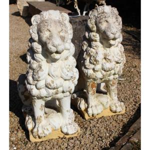 Pair Of Cement Lions XX