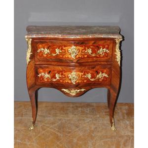 Louis XV Style Marquetry Commode Secretary End Of 19th Century