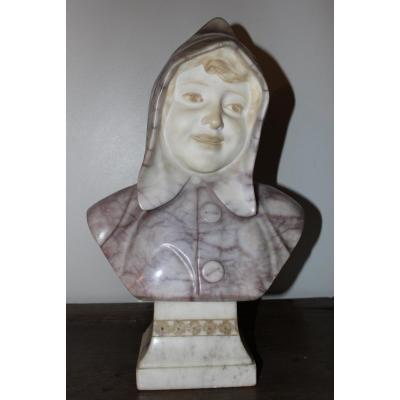 Bust Of Young Alabaster Girl By Lessi