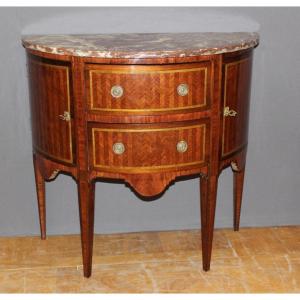 Louis XVI Style Marquetry Commode Half Moon End XIX