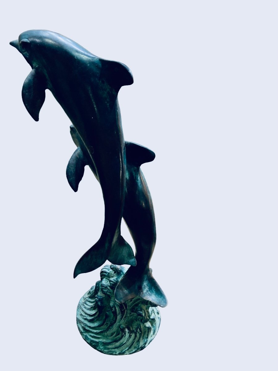 Duo Of Dolphins In Bronze
