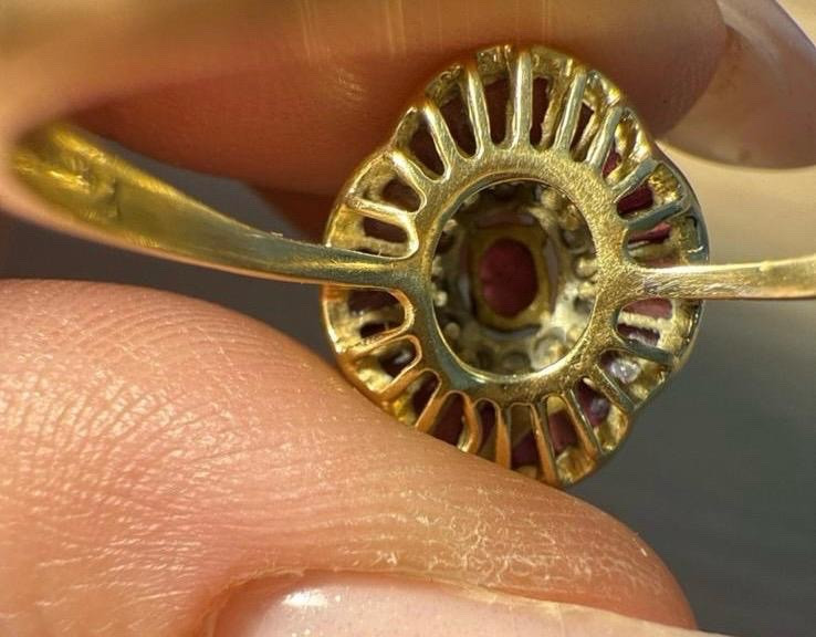 Art Deco Ring Circa 1930 In 18 Carat Gold, Rubies And Diamonds-photo-4