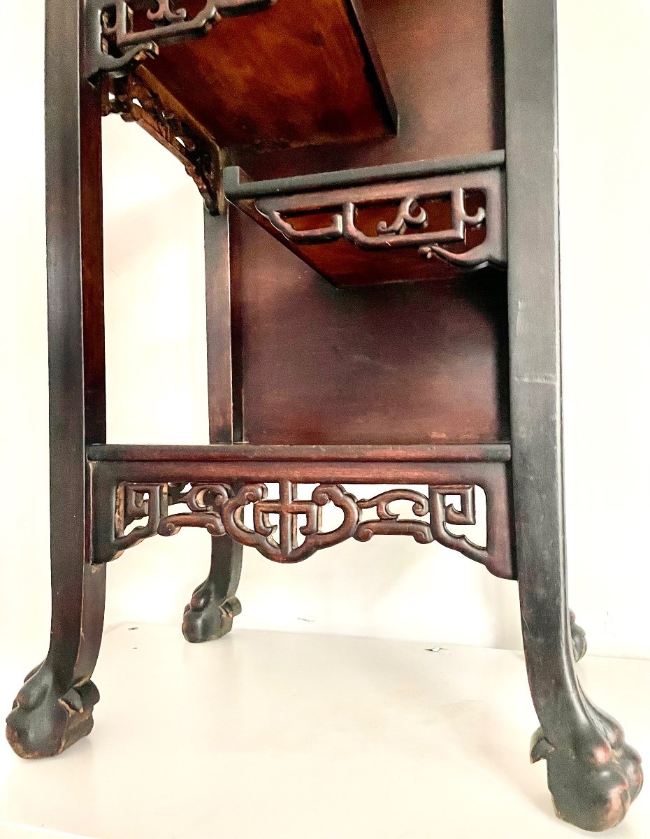 Gabriel Viardot (in The Taste), Japanese-style Display Cabinet In Stained And Openwork Wood, Circa 1890-photo-2