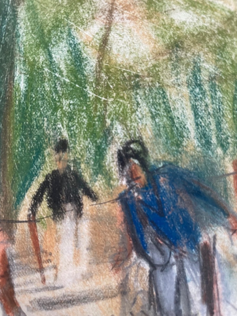 Edmond Amédée Heuzé, Le Parc, Pastel Sur Papier Signé, école Française-photo-1