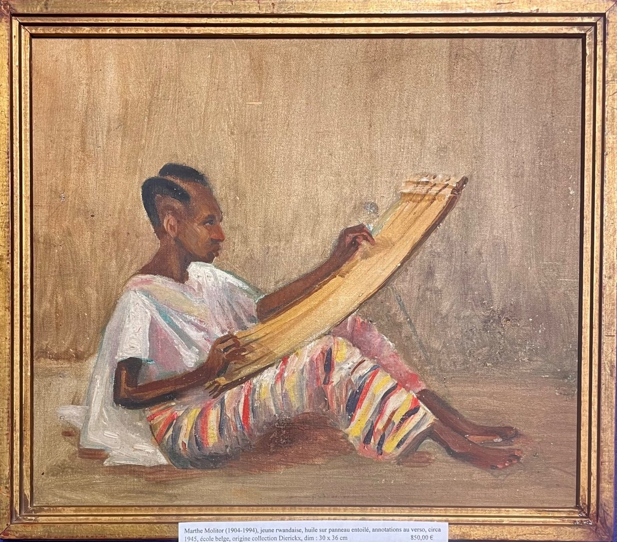 Marthe Molitor, Jeune Rwandaise, Huile Sur Panneau Entoilé, Annotée Au Verso, Ca 1945, Encadrée-photo-2