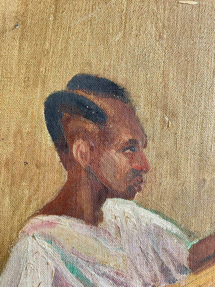 Marthe Molitor, Jeune Rwandaise, Huile Sur Panneau Entoilé, Annotée Au Verso, Ca 1945, Encadrée-photo-3