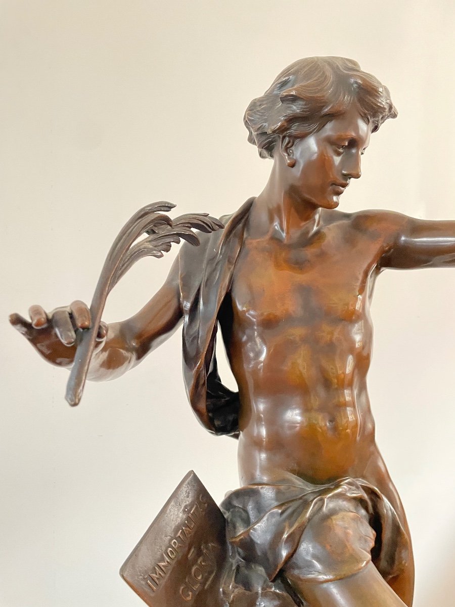 émile-louis Picault, Glory To Immortality, Large Bronze With Brown Patina, Signed, 84x43x31cm-photo-4