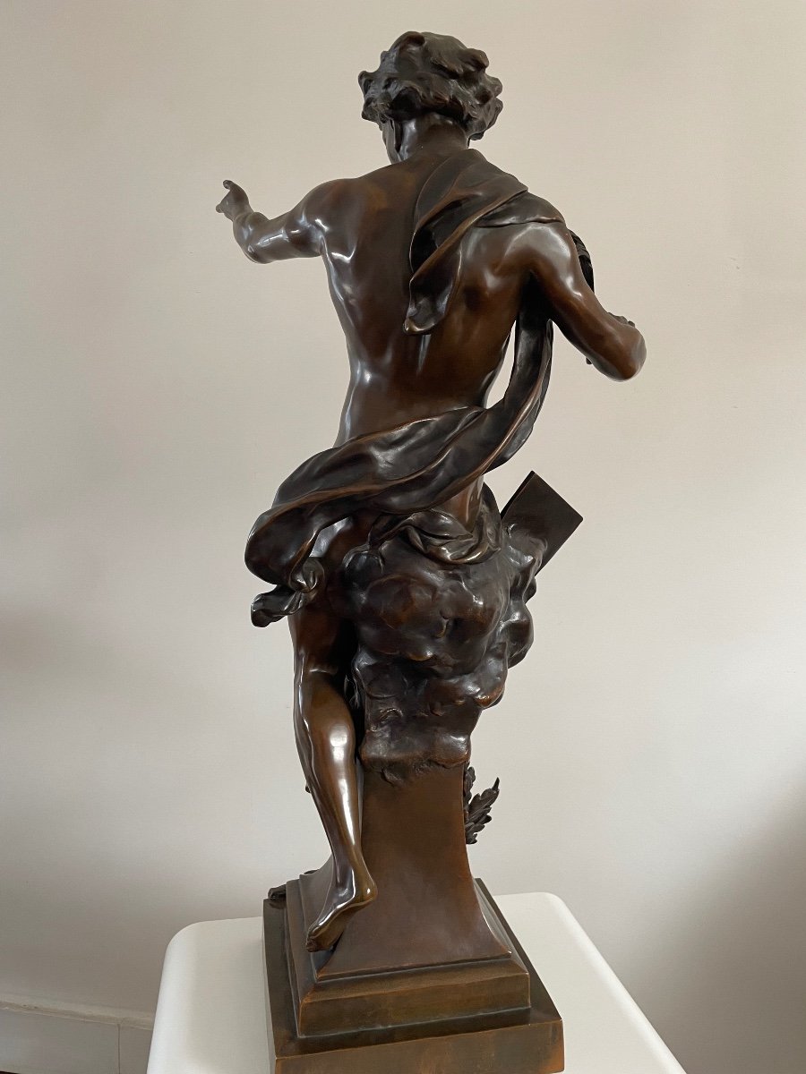 émile-louis Picault, Glory To Immortality, Large Bronze With Brown Patina, Signed, 84x43x31cm-photo-6