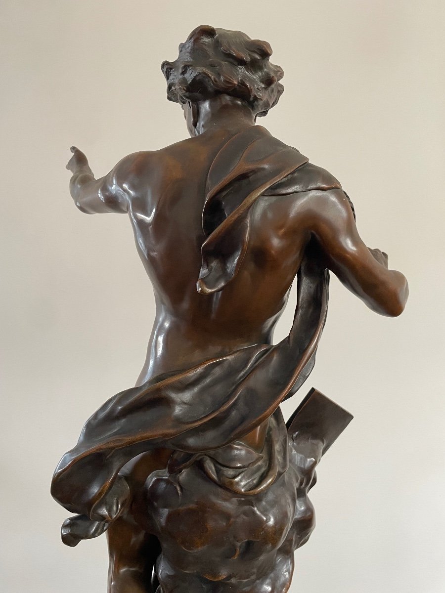 émile-louis Picault, Glory To Immortality, Large Bronze With Brown Patina, Signed, 84x43x31cm-photo-8