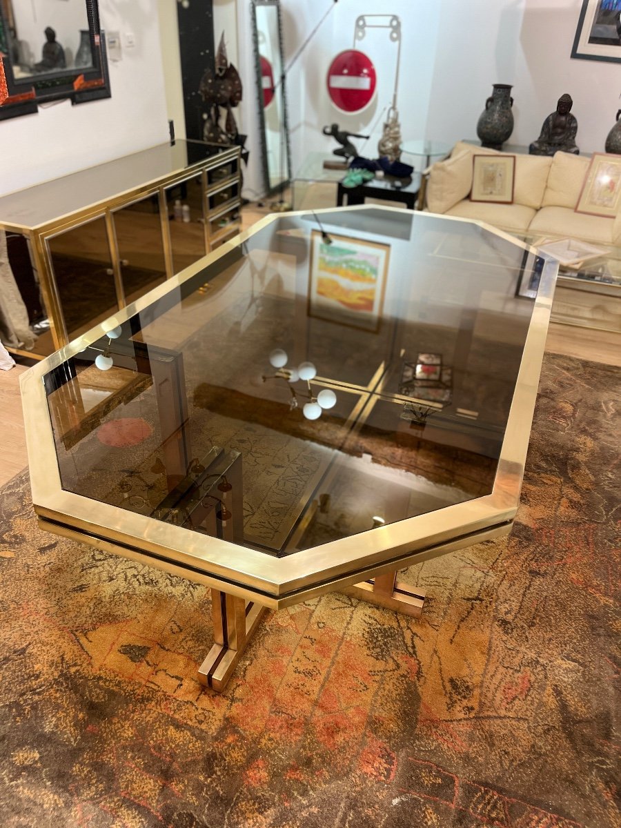 Unique Large Brass Dining Table Maison Jansen-photo-7