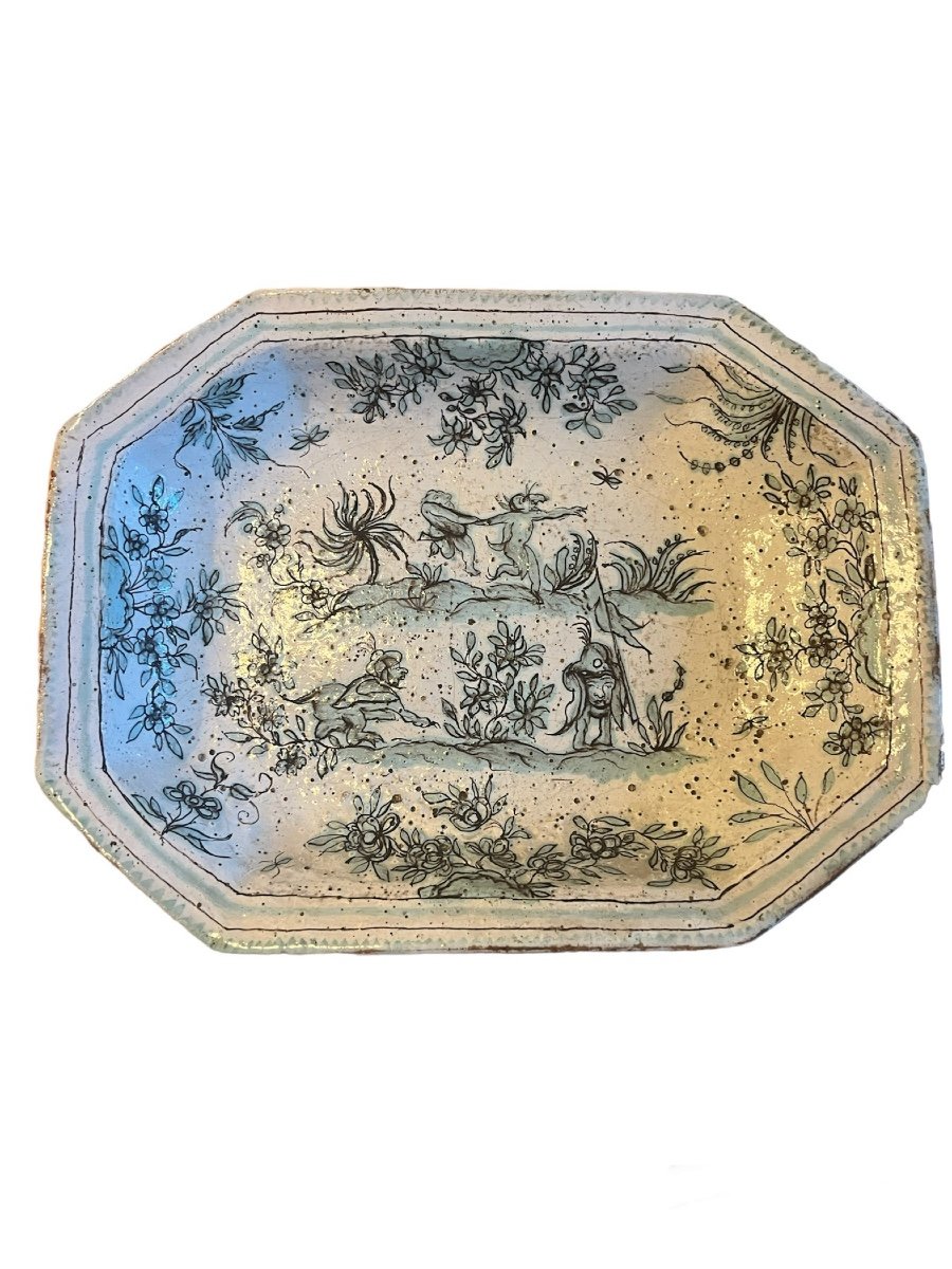 Hexonal Dish In Old Moustiers Earthenware